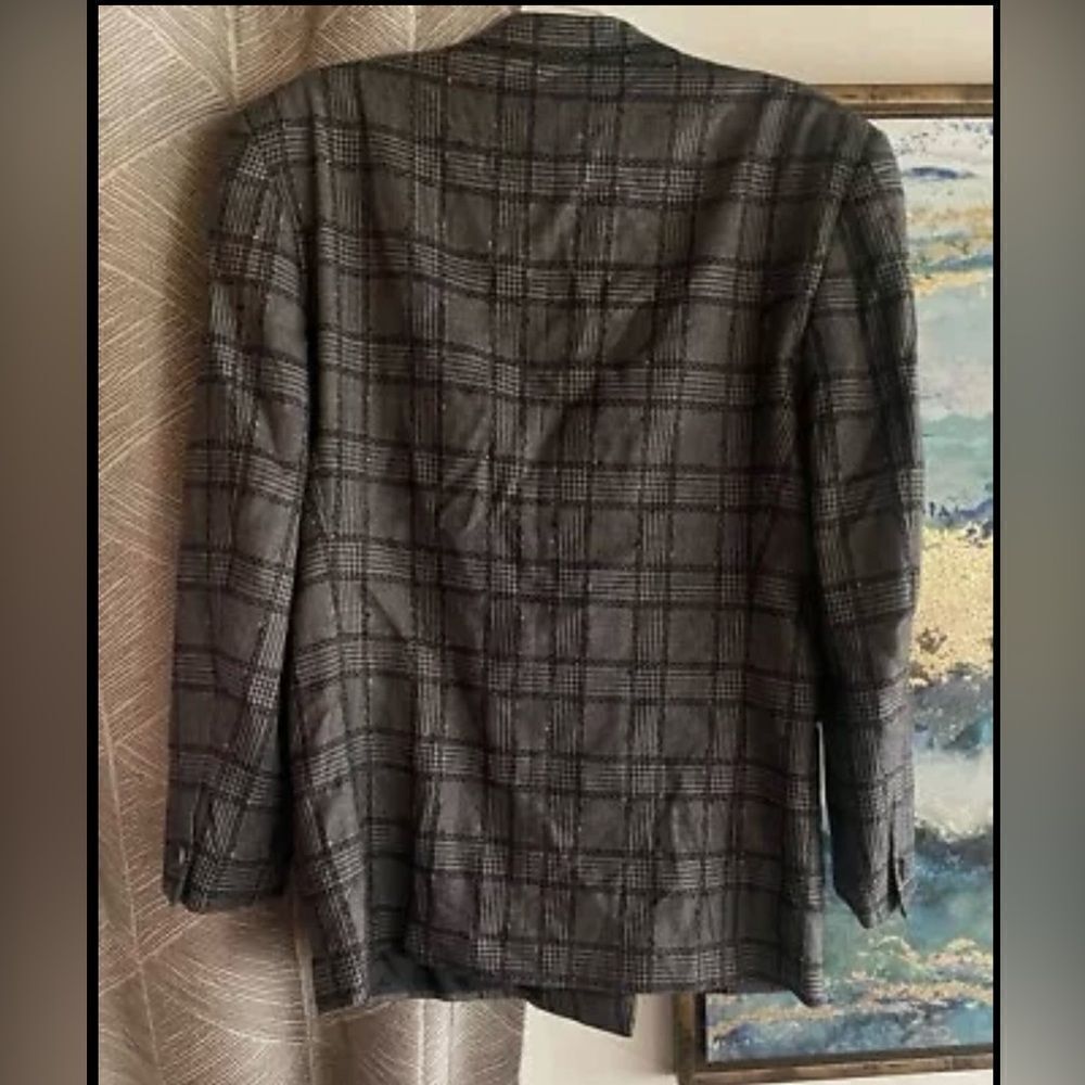 Vintage Gianni Versace 80s-90s Black/Gray Plaid Made In Italy Blazer Wool Blend - Picture 2 of 16